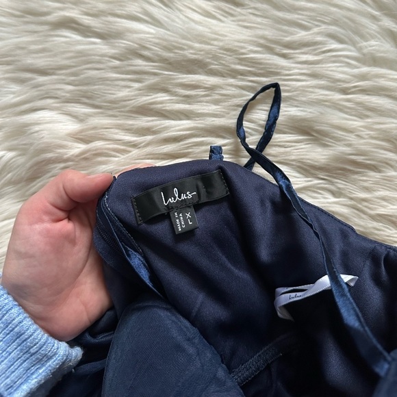 LULU’S Unforgettable Poise Navy Blue Tulle Bustier Tiered Maxi Dress - Picture 6 of 7